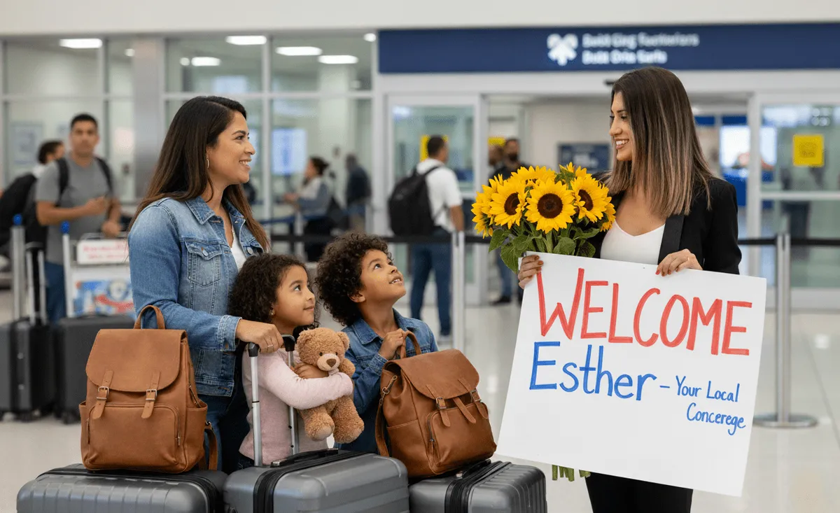 Esther came to pick up a new family who had arrived to Paraguay from the airport.